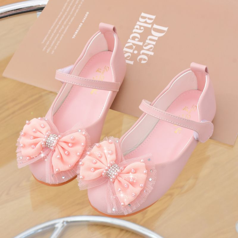 Children's shoes Baby soft soled single shoes spring and autumn girls white small leather shoes princess shoes bow_voghion.com