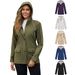 Giacca antivento con cappuccio da donna, foderata in pile, impermeabile, con cerniera completa, manica lunga, stile casual e da pendolare (nero, verde militare)_voghion.com