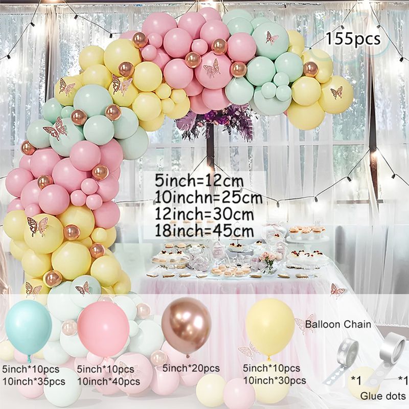 Set de 155 de baloane din latex roz-albastru colorate, folosite pentru festivaluri de ziua de naștere a prințesei, nunți, decorațiuni de familie_voghion.com