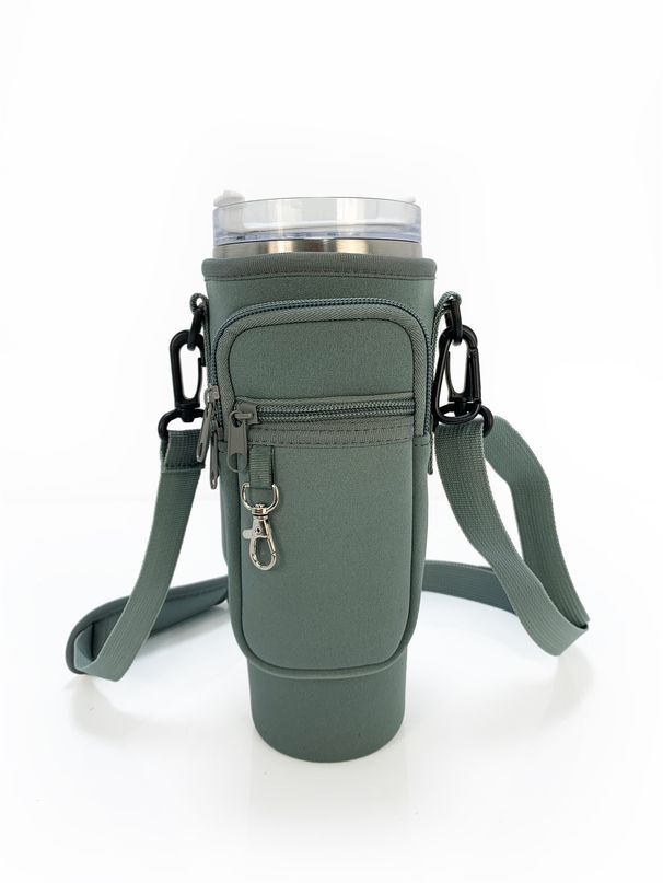 Portavasos para coche, 40 oz, material de buceo, mango absorbente de agua, correa para el hombro, tetera, bolsa para taza de agua, soporte para botella_voghion.com