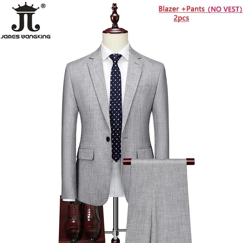MERCURY Blazer Gilet e Pantaloni High-end Brand Formale Business Tinta unita Uomo Slim Abito Tre pezzi Sposo Abito da sposa Festa_voghion.com