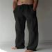 Suitable For All Seasons 2025 Men's Plus Size Loose Casual Elastic Waist Drawstring Breathable Sports Cotton Linen Long Pants_voghion.com