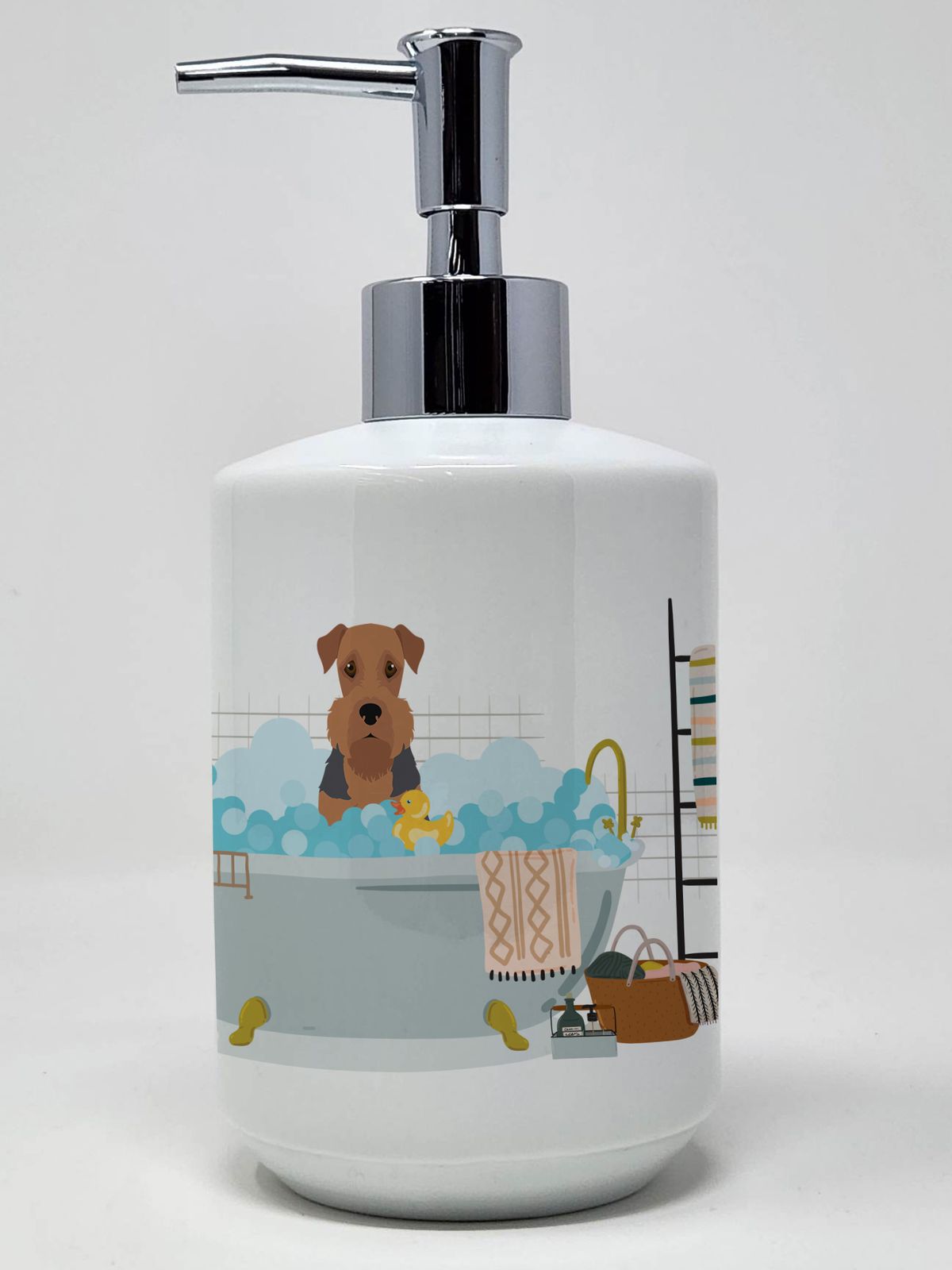 Grizzle and Tan Airedale Terrier Ceramic Soap Dispenser Hand Soap Dispenser Pump Bottles for Bathroom Kitchen, Empty Refillable Liquid Soap Container_voghion.com