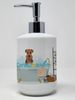 Grizzle and Tan Airedale Terrier Ceramic Soap Dispenser Hand Soap Dispenser Pump Bottles for Bathroom Kitchen, Empty Refillable Liquid Soap Container_voghion.com