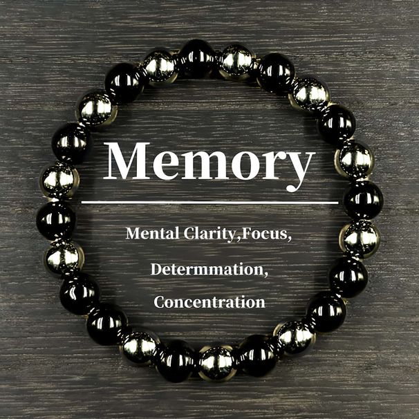 Memory Bracelet – Obsidian & Hematite Beaded Healing Jewelry, Adjustable Elastic String For Protection & Grounding_voghion.com