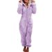 Women's Autumn And Winter Fleece Thickened Fluffy Jumpsuit Home Hooded Bear Pajamas_voghion.com