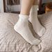 mouth Women's Small Mid-calf Socks, Summer Thin Mesh Korean Liner Windbreaker Button Breathable Socks_voghion.com