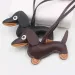 Multi color classic leather small dog keychain cute sausage bag charm mobile phone pendant tripod keyring accessories_voghion.com