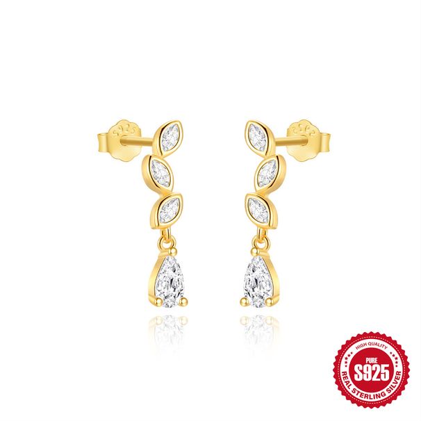 Collana e orecchini di alta qualità in argento puro con diamanti intarsiati a forma di goccia d'acqua, modello Marquise, set di gioielli classici ed eleganti molto venduti._voghion.com