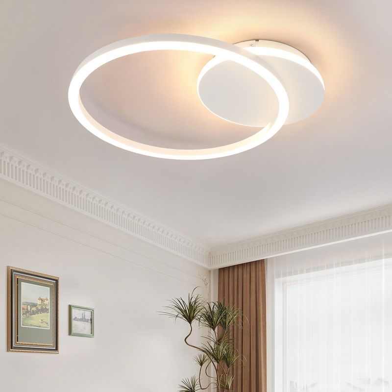 Deckenleuchte LED Deckenlampe Weiß - 24W 3000K Warmweiß Küchenlampe 2-Ringen Flurlampe Metall Deckenleuchten Für Wohnzimmer Esszimmer Schlafzimmer_voghion.com