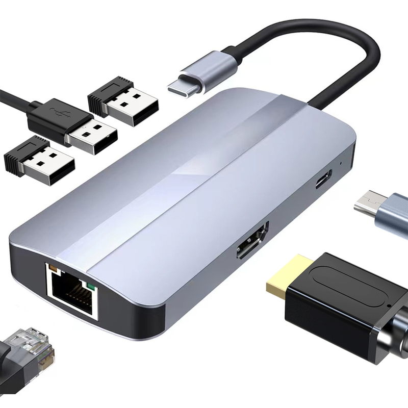 6 in 1 USB-C / Type-C to USB Multifunctional Docking Station HUB Adapter_voghion.com