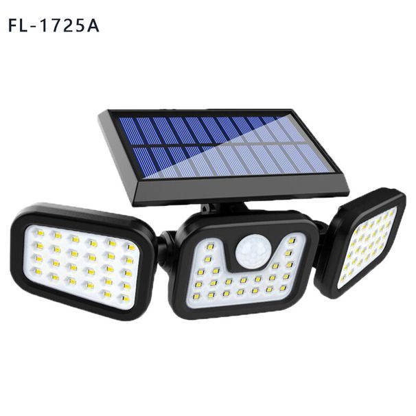 Déi nei Solarwandluucht LED mat dräi Käpp kann d'Waasserdicht Outdoor-Stroosseluucht mat mënschlecher Sensatioun rotéieren_voghion.com