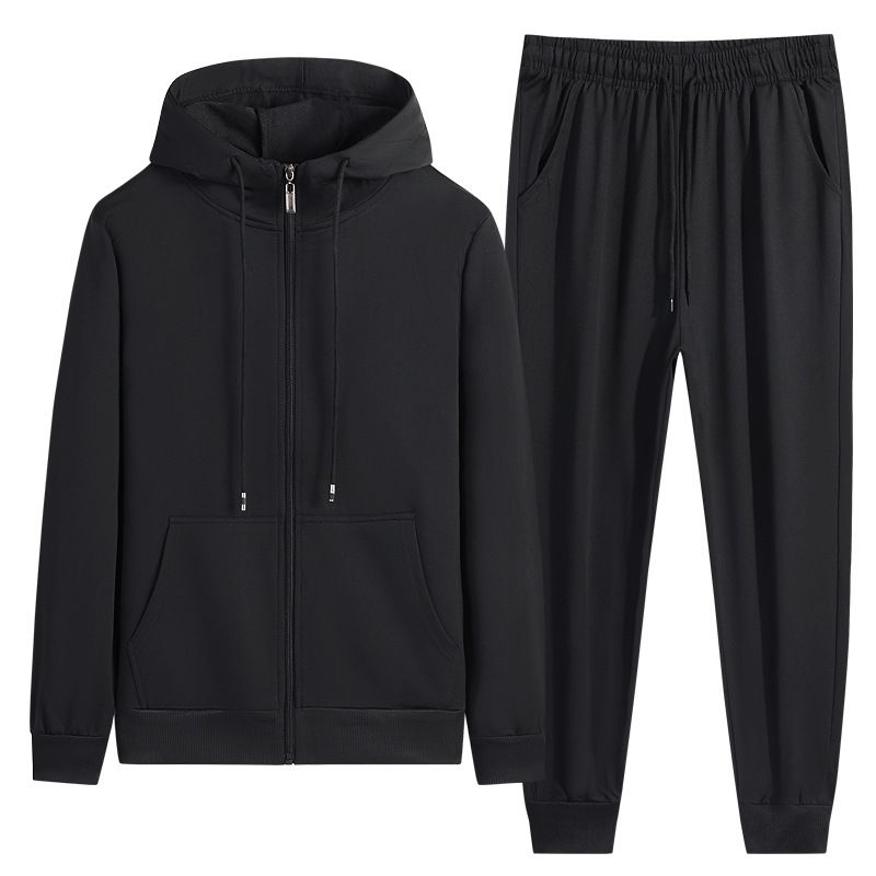 Men's clothing spring and autumn solid color sweatshirt trousers hooded casual sports suit men's cardigan zipper two-piece men's suit_voghion.com