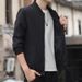 Spring And Autumn New Korean Style Simple Trendy Slim Stand Collar Jacket Coat Men's Long Stock_voghion.com