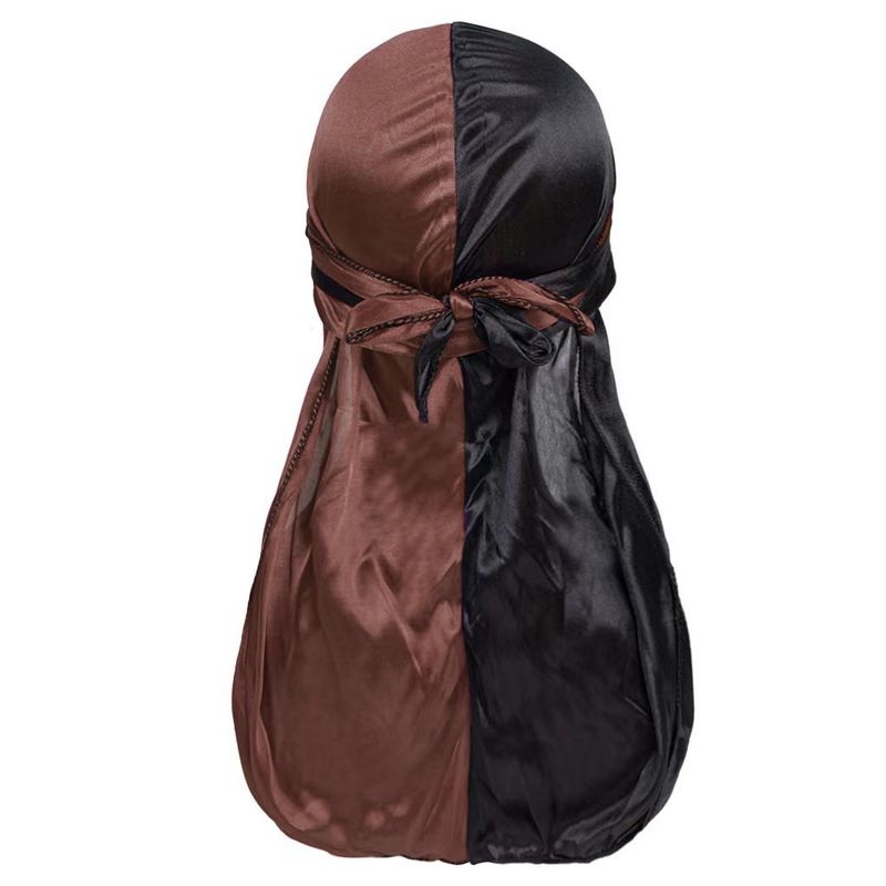 Two Color Satin Long Tail Turban Hat Elastic Hair Care Pirate Hat South Africa Silky Durag_voghion.com