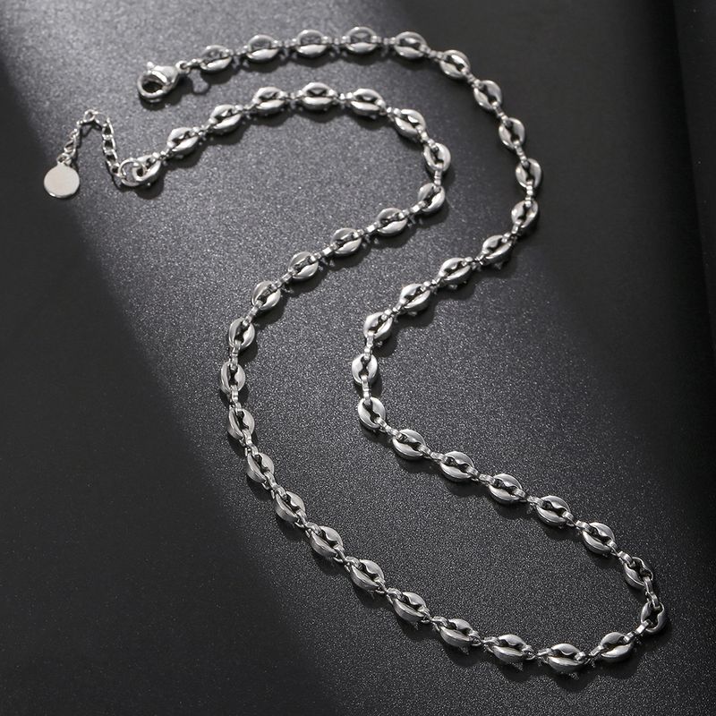 NONFade Titanium Steel Pig Nose Shape Necklace|Women&Men 5MM Wide Coffee Bean Chains 2023 Trend Unisex Classic Style No_voghion.com