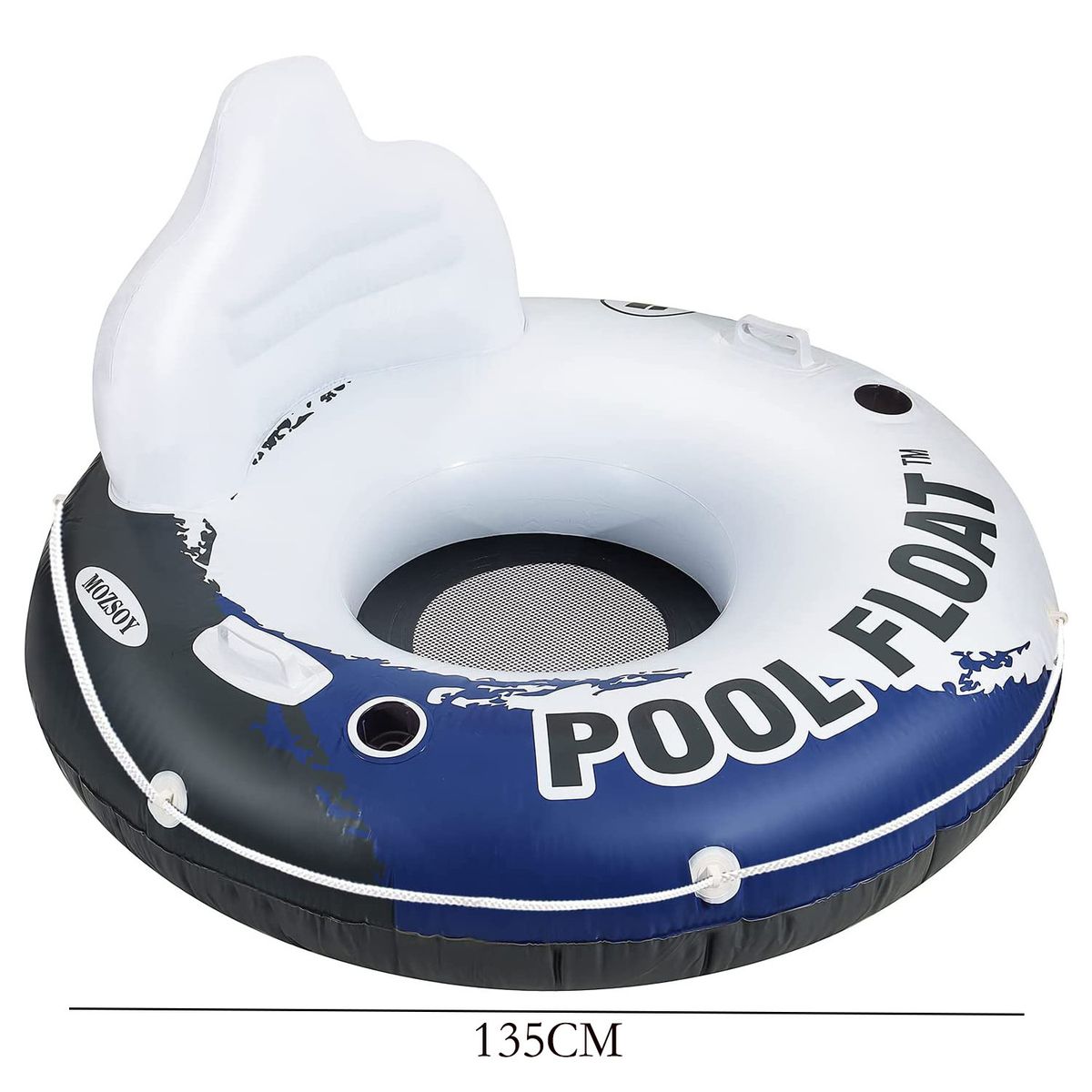 Asiento de agua inflable con forma de anillo de natación, respaldo reclinable, hamaca con forma de piña gruesa, flotador para montar en fila_voghion.com