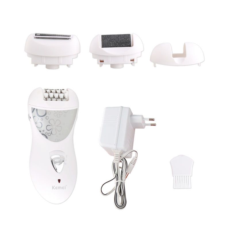 kemei rechargeable 3 in 1 lady epilator hair shaver removal for women foot care electric hair callus remover device depilador_voghion.com