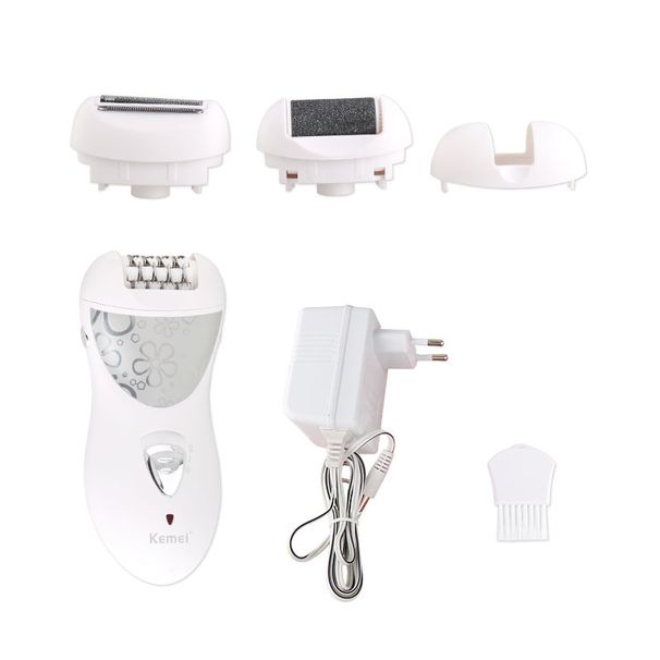 kemei rechargeable 3 in 1 lady epilator hair shaver removal for women foot care electric hair callus remover device depilador_voghion.com