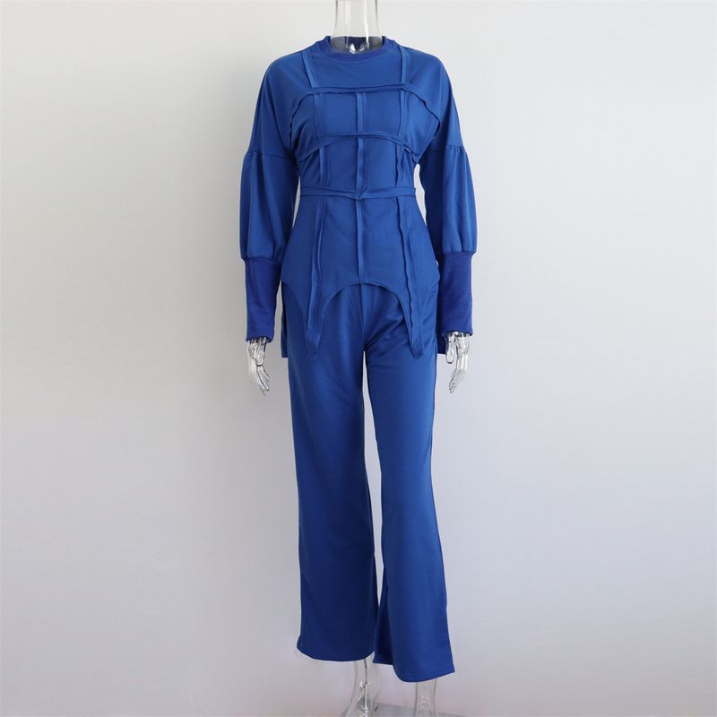 Lässige zweiteilige geteilte gerade Hose für Damen_voghion.com