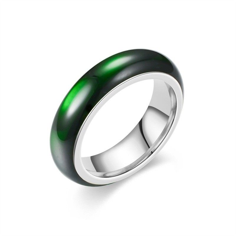 New Arrival Chalcedony Oil Drop Titanium Steel Ring Trendy Couple Rings_voghion.com