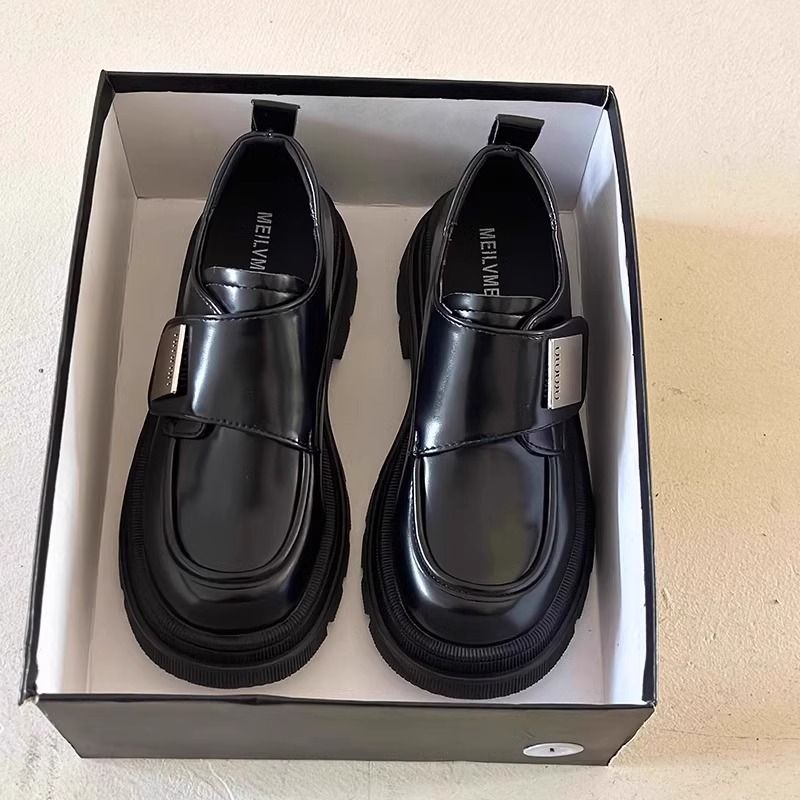 Braun kleng Lieder fir Damme Fréijoers Loafers mat Klettverschluss an décker Sohle, Biskuitkuch Ronn Mary Jane Grousszéi JK Schong_voghion.com