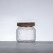 Pote de vidro martelado com tampa de madeira de acácia - recipiente hermético para café, chá, especiarias e produtos secos (padrão decorativo de floco de neve)_voghion.com