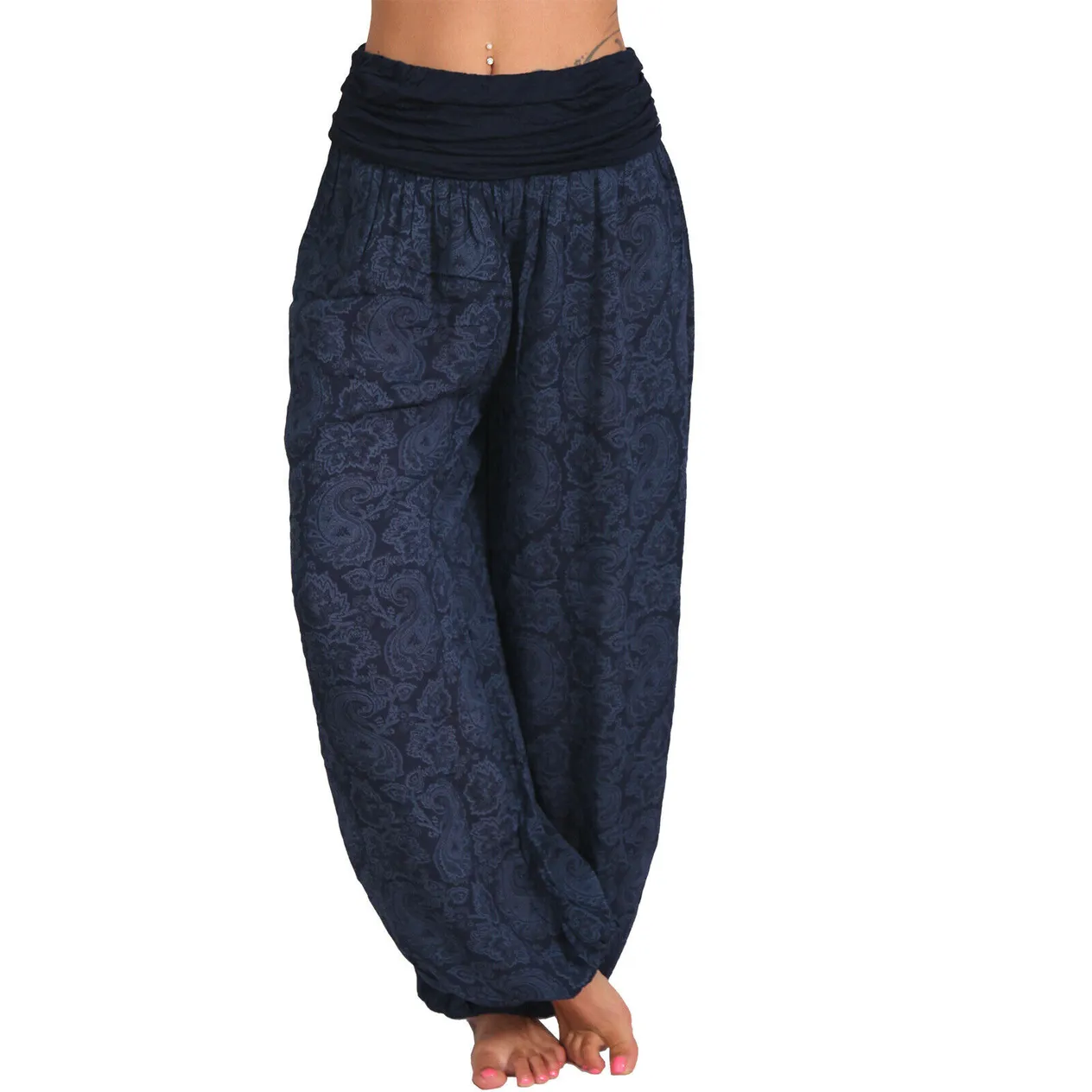 Women's Clothing Digital Printing Long Wide Leg Pants Casual Pants Harem Pants_voghion.com