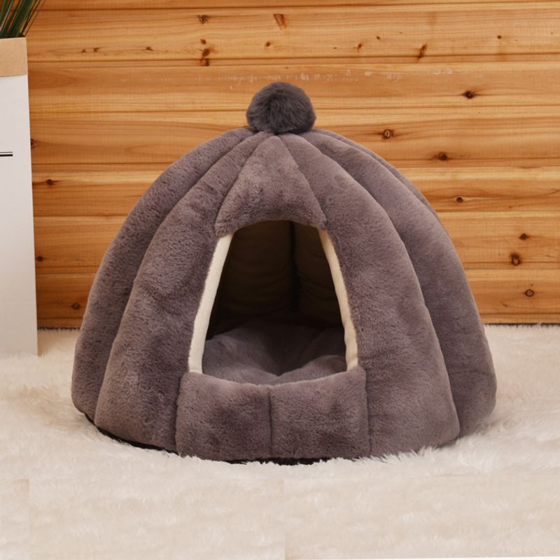 Canil redondo para gatos semi-fechado, canil para gatos pequenos, fofo para outono e inverno, canil acolchoado para animais de estimação, canil para cães de pequeno e médio porte_voghion.com