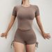 Vestiti da yoga da donna, maniche corte, aderenti, da donna, abbinati ai colori, sportivi, a maniche corte, da corsa, aderenti, tinta unita, nuovi vestiti da fitness_voghion.com