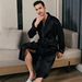 nightgown men's spring and autumn thin ice silk long-sleeved pajamas summer cool simulation silk loungewear large size bathrobe_voghion.com