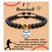 Bracelets Bracelet de sport I LOVE Baseball Basketball Volleyball Pendentif Bracelet noir givré Pierre œil de tigre Bracelet de baseball réglable_voghion.com