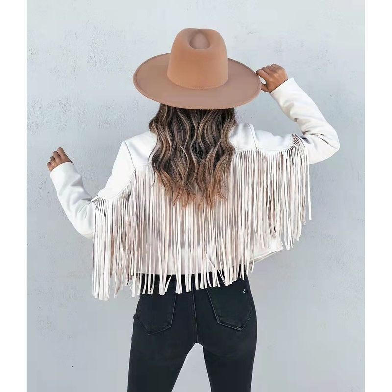 Abbigliamento donna autunno nuovo top attillato giacca a maniche lunghe stampata con nappe_voghion.com