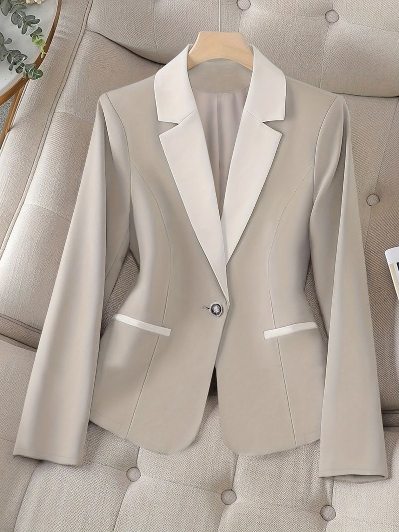 Giacca da abito da donna elegante e alla moda, con maniche lunghe e patchwork_voghion.com