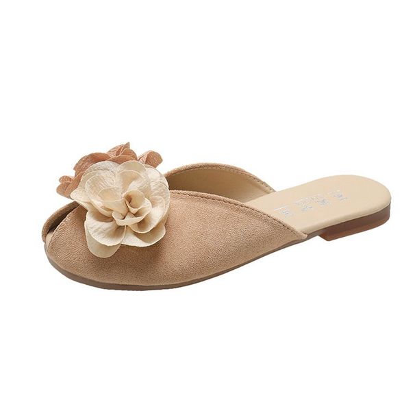 Blommiga mjuka tofflor med stängd tå för kvinnor, utomhuskläder, nya mångsidiga kjolmatchande platta sandaler i älvstil_voghion.com