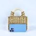 High-End Feel Phone Gold Round Bead Acrylic Handheld Beaded Handmade Women's Fashion Casual Evening Bag_voghion.com