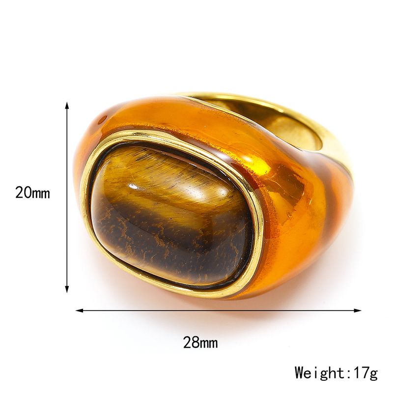 New Ins Style Exaggerated High-end Titanium Steel Natural Stone Glaze For Women, Unique Simple Fashion Ring_voghion.com