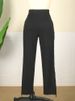Breathable elastic high waist slim straight trousers tassel edge high elastic large size women's casual_voghion.com
