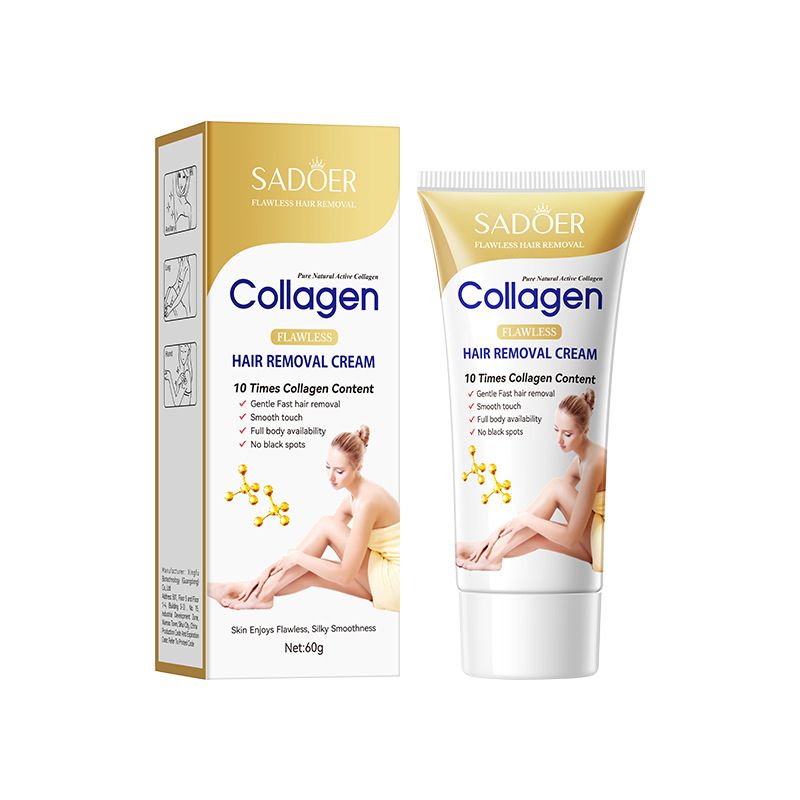 SADOER Bone Collagen Flawless Haarentfernungscreme 60 g. Vermeidet trockene und gespannte Haut und macht die Haut nach der Entfernung feucht, elastisch und glatt._voghion.com