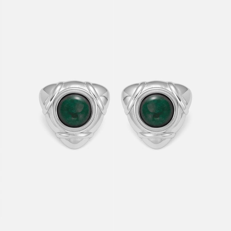 Damenschmuck vergoldet Titanstahl Retro Minimalistisch Ästhetesch Dräieck Steen Ouerréng Halskette Set_voghion.com