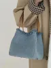 Borsa a secchiello in denim da donna, pieghevole, elasticizzata, con fibbia magnetica, borsa da strada, piccola borsa quadrata personalizzata, tendenza 250811_voghion.com