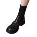 Martin für Damen, Herbst und Winter, dicke Sohle, kurze gestrickte Stretch-Sockenstiefel, kleine Lederschuhe mit klobigem Absatz,_voghion.com