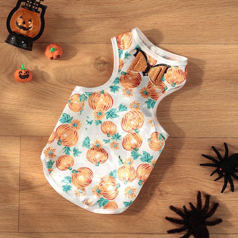 Oblečení pro domácí mazlíčky Halloweenské šaty Dýňové šaty Chovatelské potřeby Halloweenská párty_voghion.com
