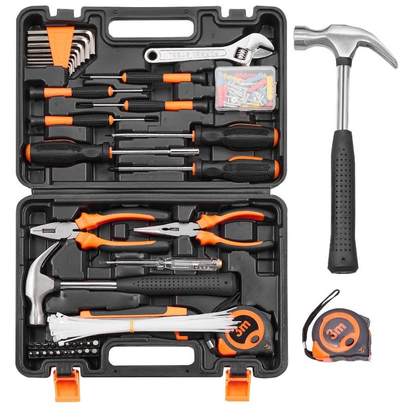 Tool Kit 132 Piece General Household Hand Tool Set Home Repairing Tool Kit With Portable Tool Storage Case HighQuality Steel F_voghion.com