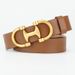 Slim Leather Belt With Smooth Buckle - Elegant & Versatile Accessory For Dresses, Pants & Skirts - Light Luxury Fashion Belt In Black & Caramel_voghion.com