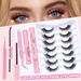 Conjunto de cílios postiços DIY Conjunto de cílios Cola Pinça Removedor de cola Fox Eye Cat Eye Cílios postiços_voghion.com