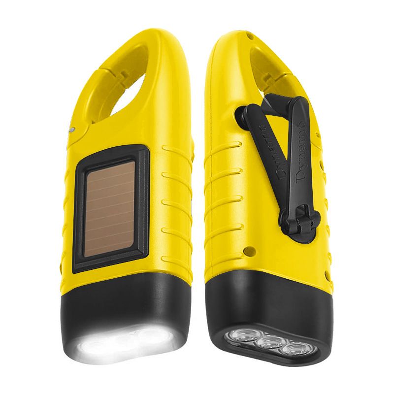 Solar hand-operated flashlight emergency LED hand-generated strong light portable emergency mountaineering camping lamp_voghion.com