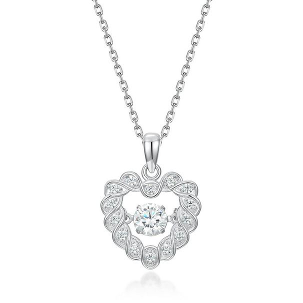 Ciondolo Smart Love Moissanite in argento S925 con clavicola in moissanite brillante intarsiata, luce pendente di lusso alla moda_voghion.com