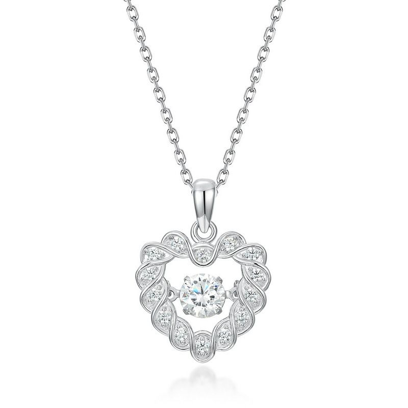 smart Love Moissanite Pendant S925 Silver Inlaid Brilliant Moissanite Clavicle Pendant Light Luxury Fashion_voghion.com