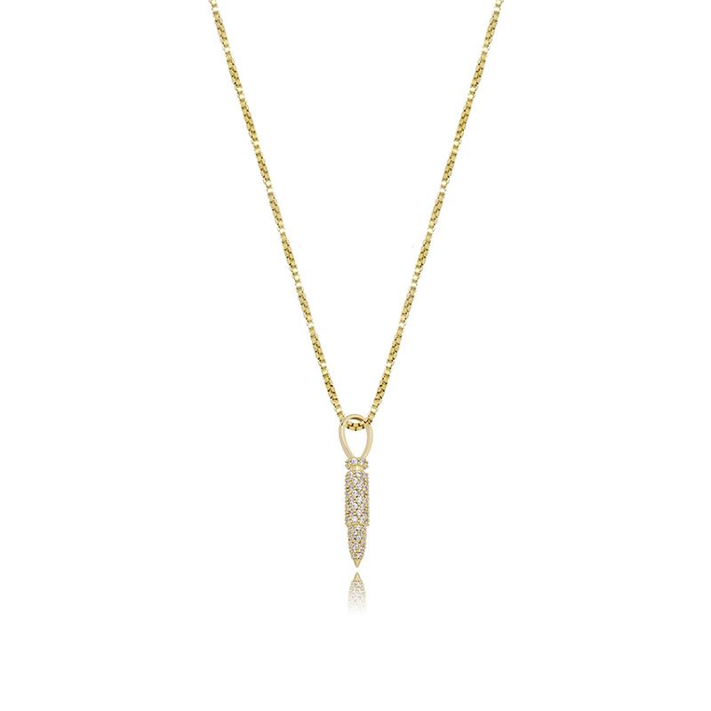 Pendants New Style Micro Studded Zircon 925 Silver Bullet Pendant Women's Hip Hop Necklace Jewelry_voghion.com